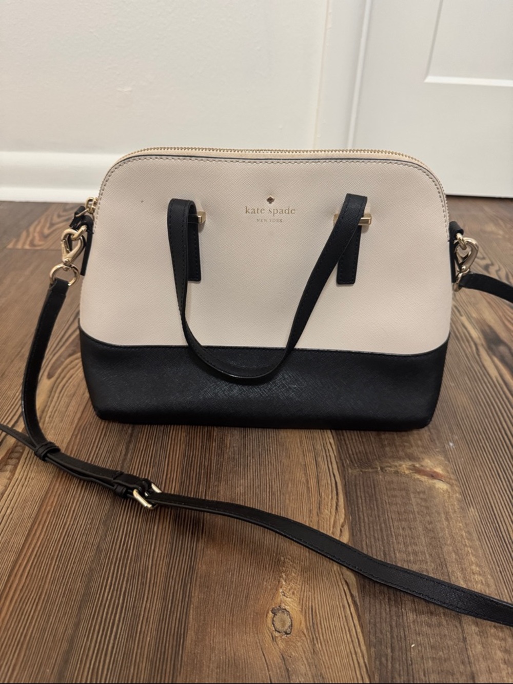 kate spade Two-Tone Black and Cream Crossbody Dome Satchel